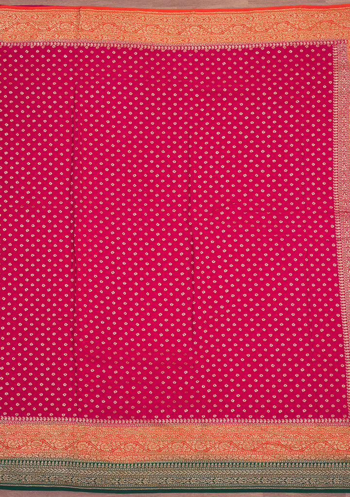 Rani Pink Zariwork Art Silk Saree