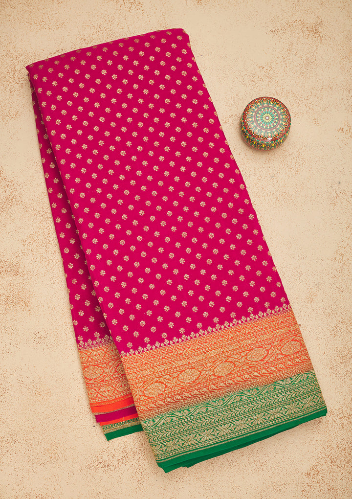 Rani Pink Zariwork Art Silk Saree
