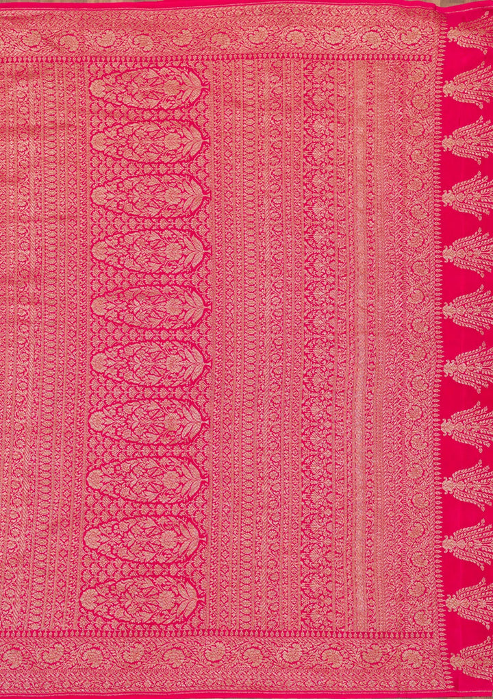 Rani Pink Zariwork Banarasi Pure Silk Saree