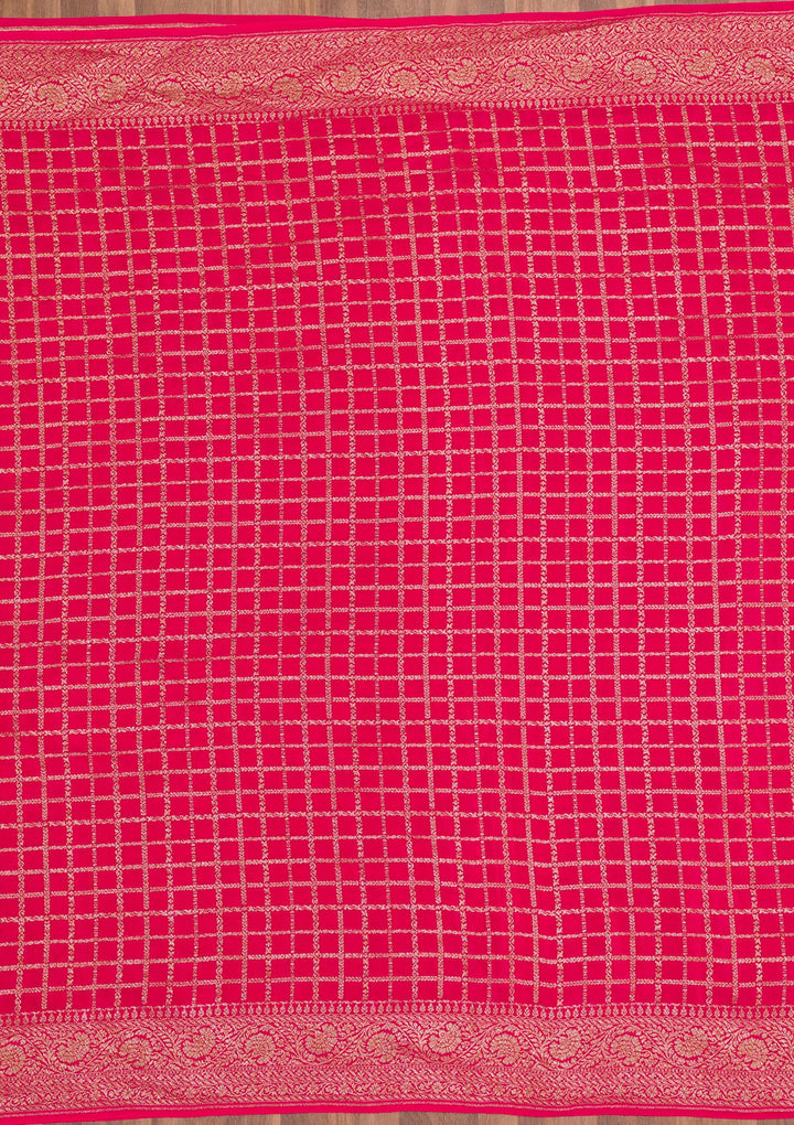 Rani Pink Zariwork Banarasi Pure Silk Saree