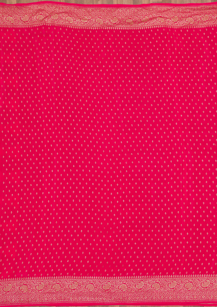 Rani Pink Zariwork Banarasi Pure Silk Saree