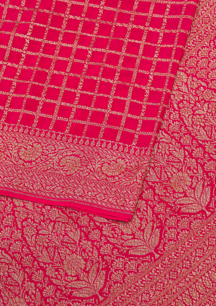 Rani Pink Zariwork Banarasi Pure Silk Saree