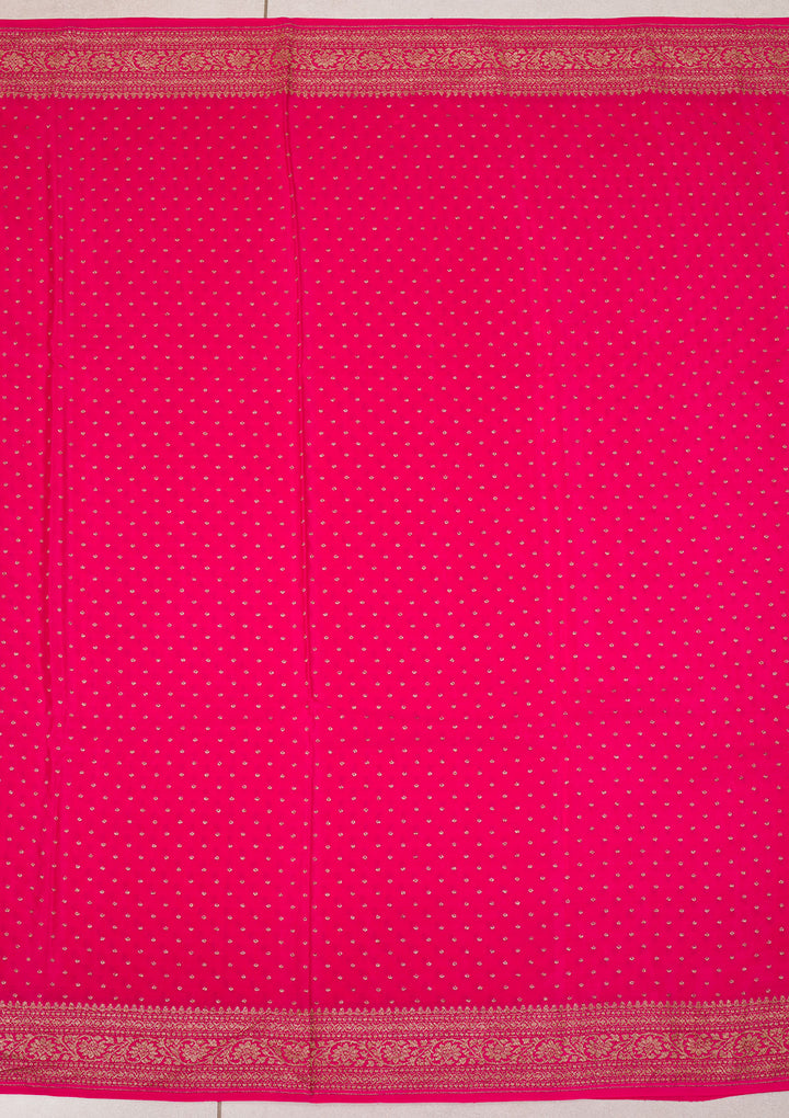 Rani Pink Zariwork Banarasi Silk Saree