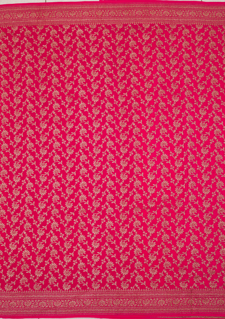 Rani Pink Zariwork Banarasi Silk Saree