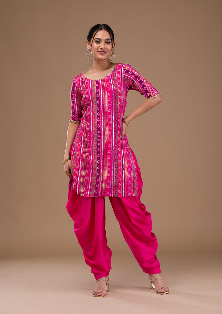 Rani Pink Zariwork  Readymade Salwar Suit