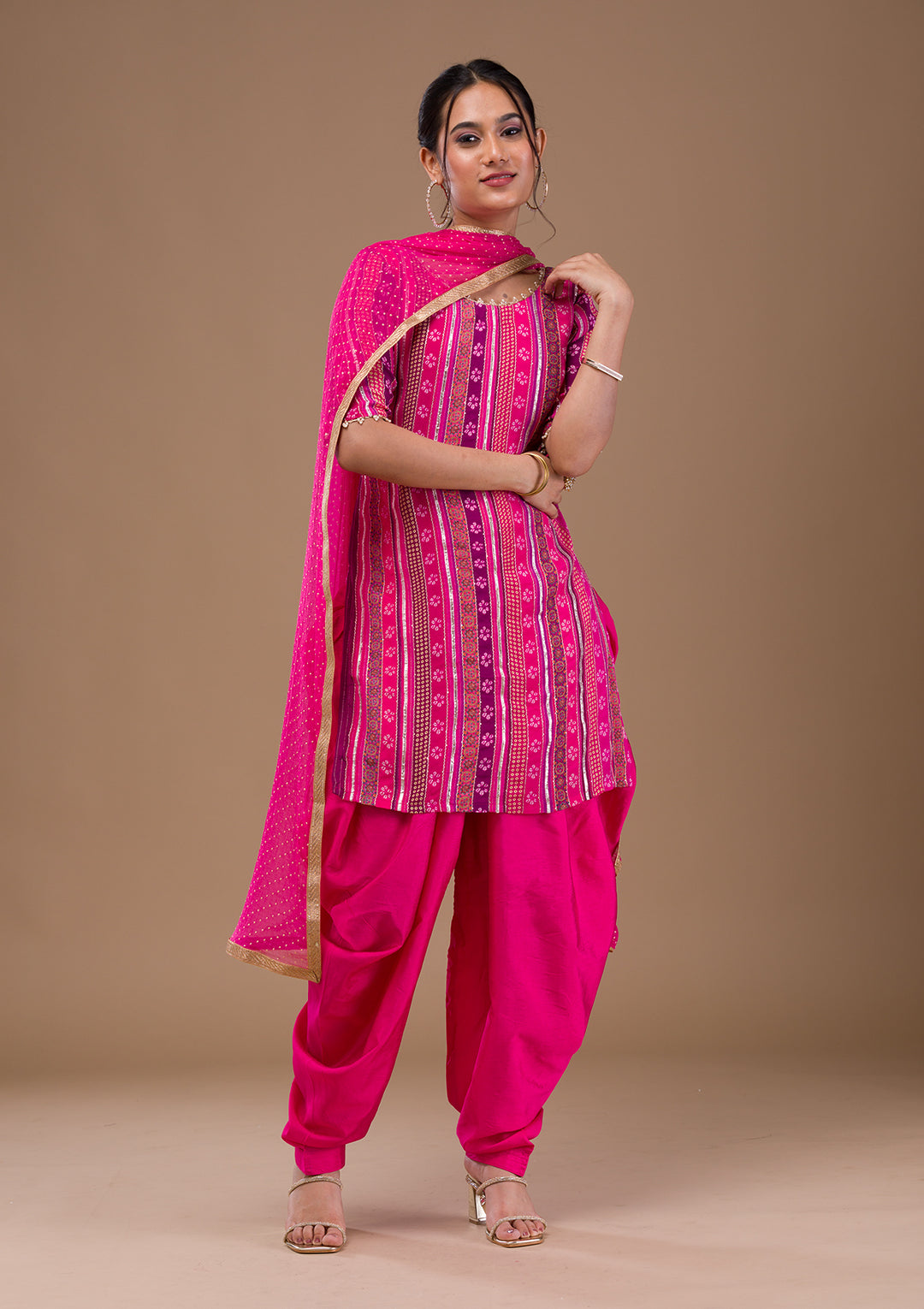 Rani Pink Zariwork  Readymade Salwar Suit