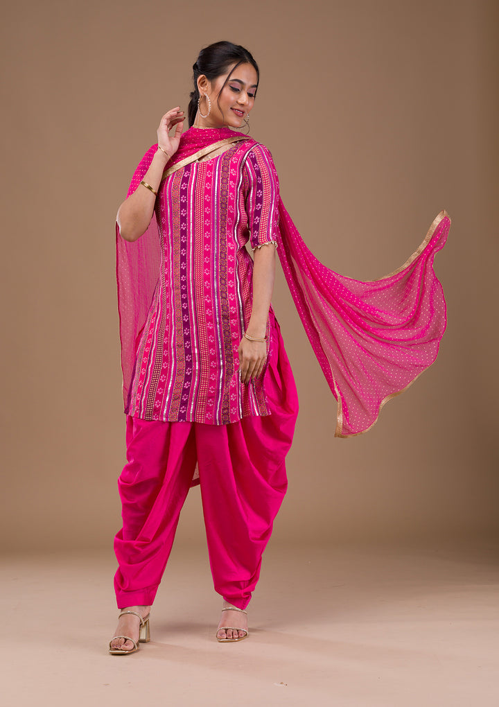 Rani Pink Zariwork  Readymade Salwar Suit