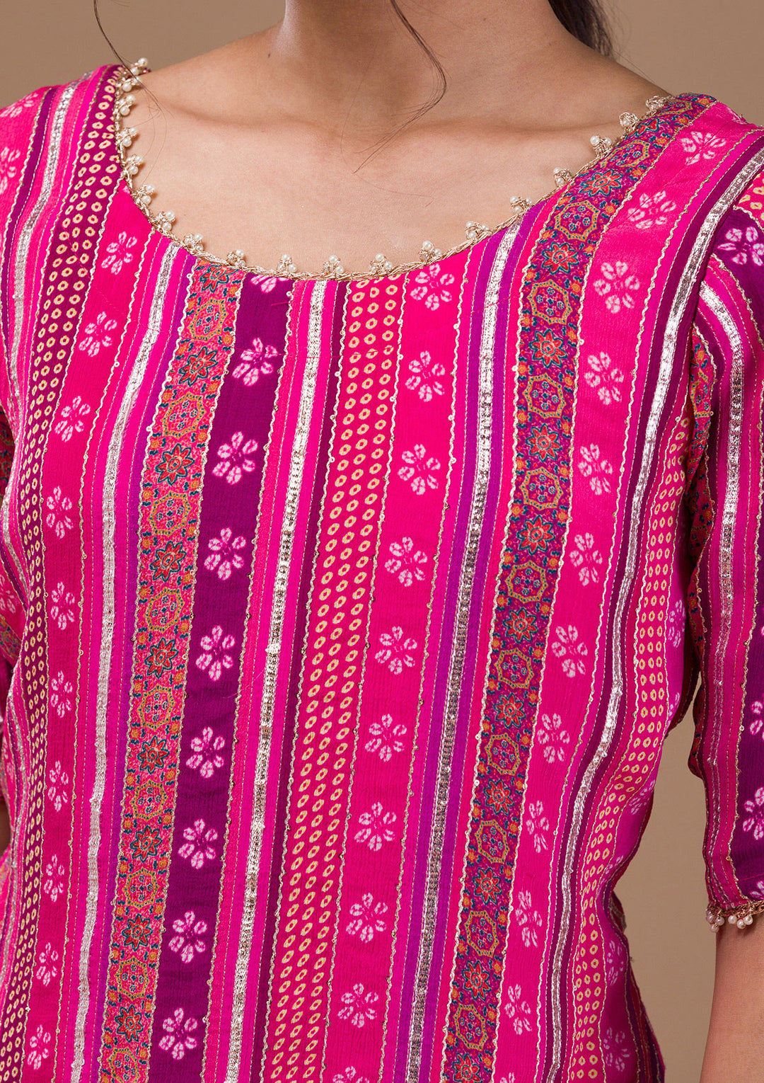 Rani Pink Zariwork  Readymade Salwar Suit