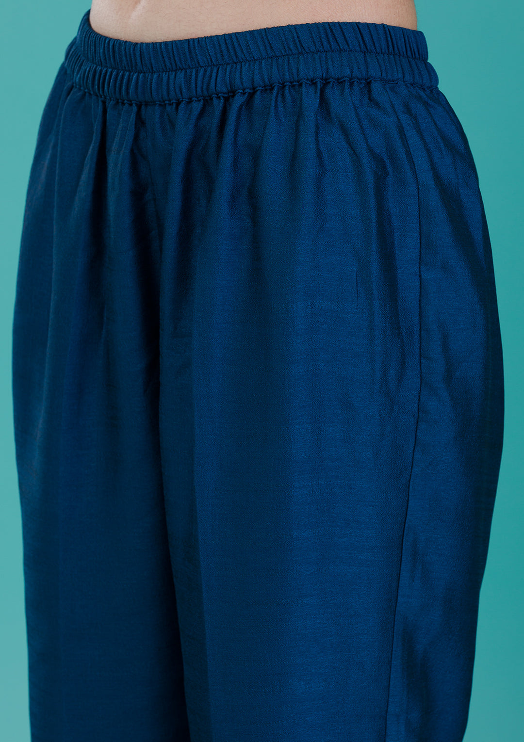Peacock Blue Zariwork Crepe Readymade Anarkali Suit