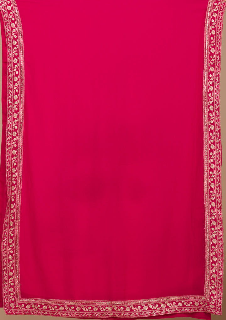 Rani Pink Zariwork Georgette Readymade Salwar Suit-Koskii