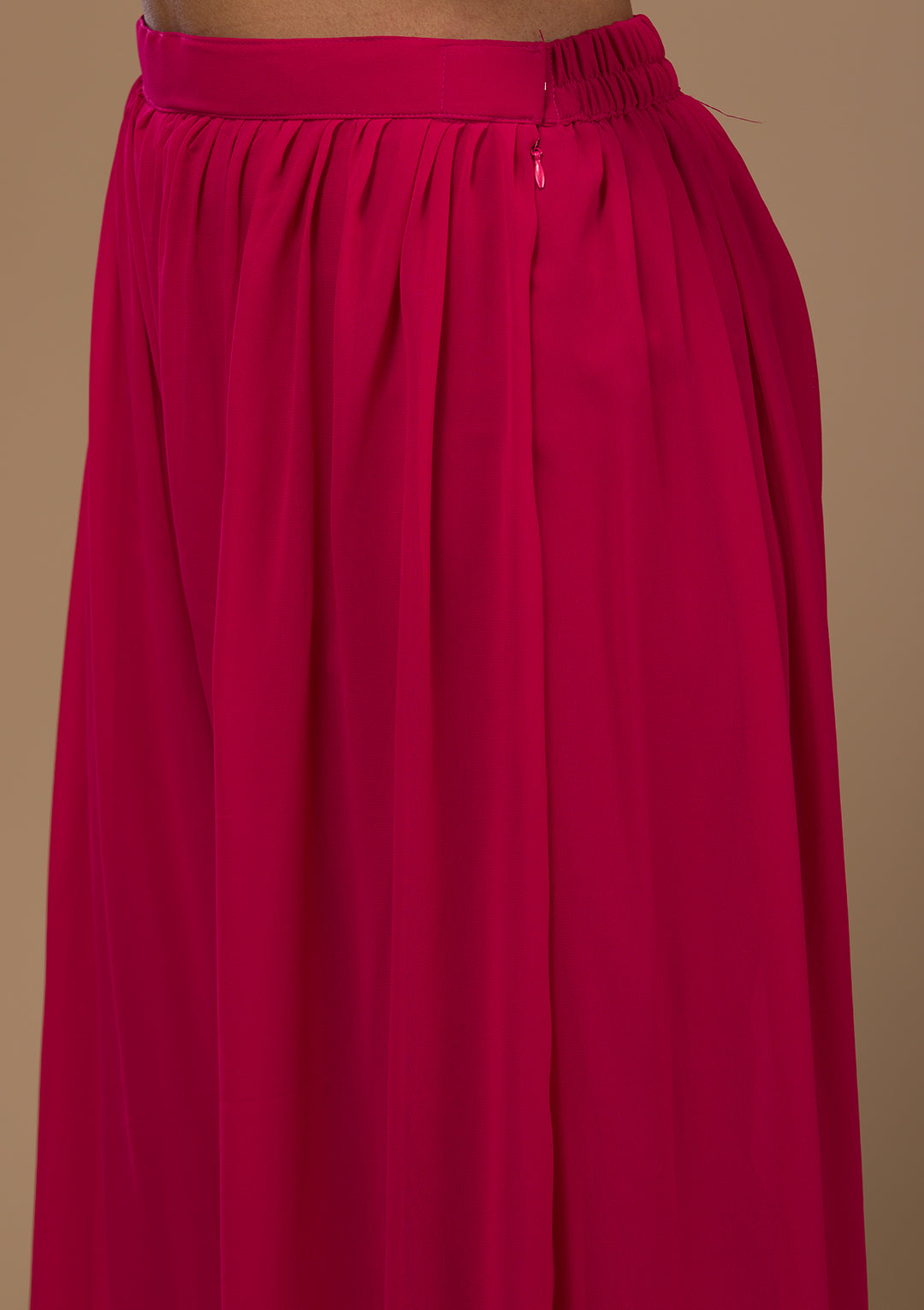 Rani Pink Zariwork Georgette Readymade Salwar Suit-Koskii