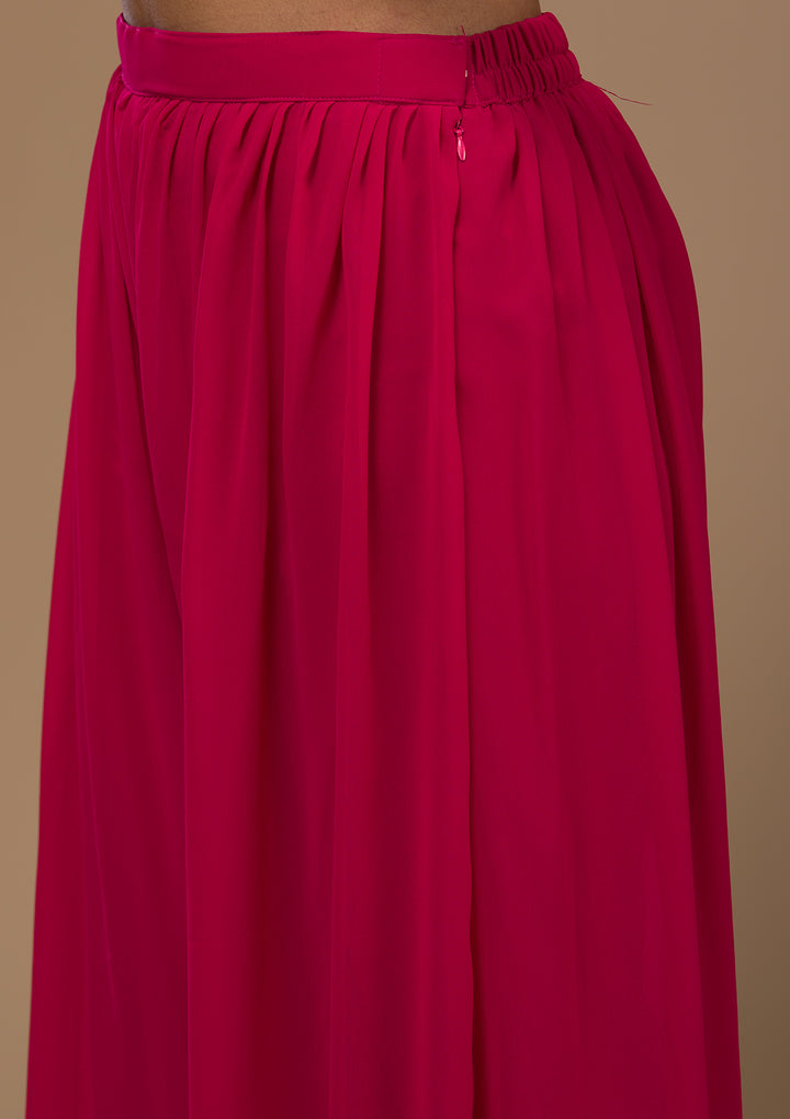 Rani Pink Zariwork Georgette Readymade Salwar Suit-Koskii