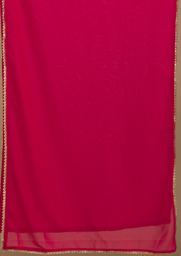 Rani Pink Zariwork Georgette Readymade Salwar Suit-Koskii