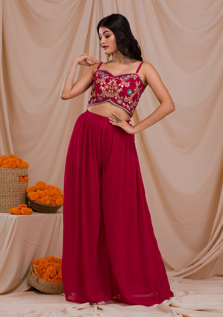 Rani Pink Zariwork Georgette Readymade Salwar Suit-Koskii