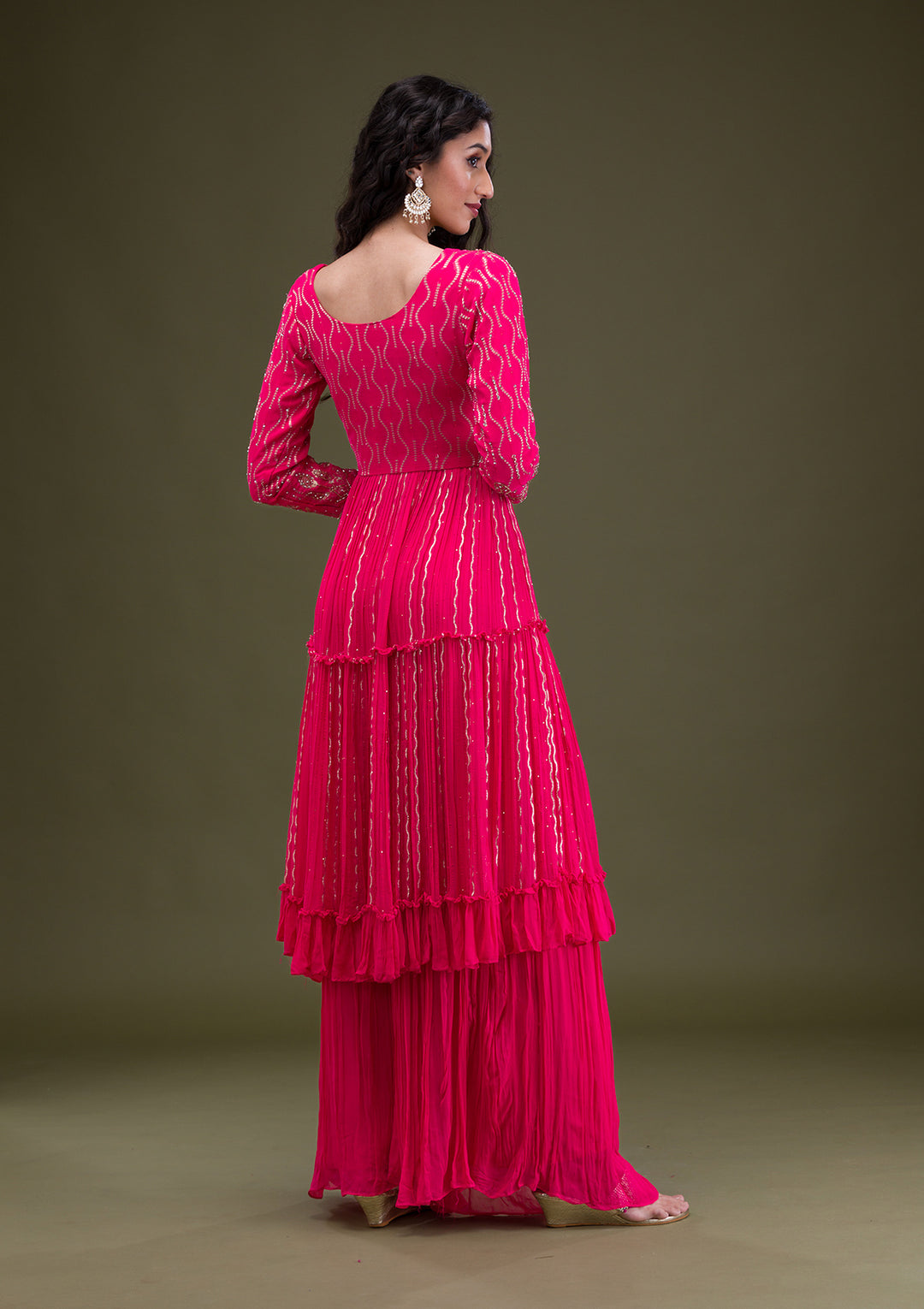 Rani Pink Zariwork Georgette Readymade Salwar Suit