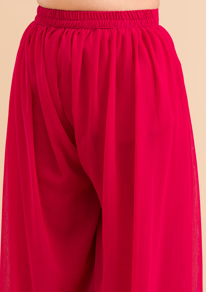 Rani Pink Zariwork Georgette Readymade Salwar Suit