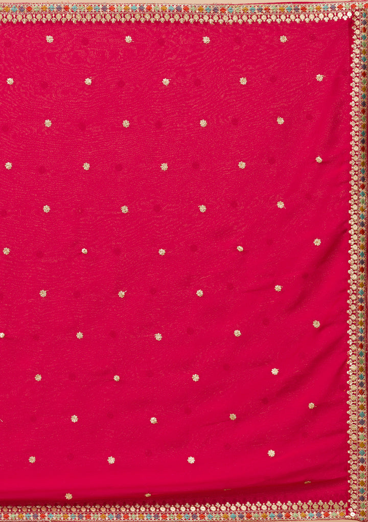 Rani Pink Zariwork Georgette Readymade Salwar Suit