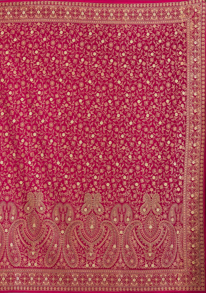 Rani Pink Zariwork Georgette Saree
