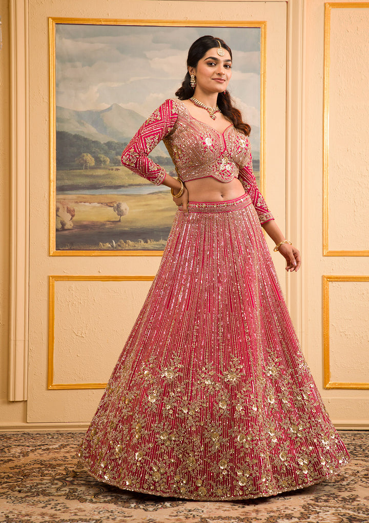 Rani Pink Zariwork Net Readymade Lehenga