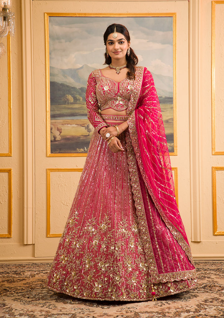 Rani Pink Zariwork Net Readymade Lehenga
