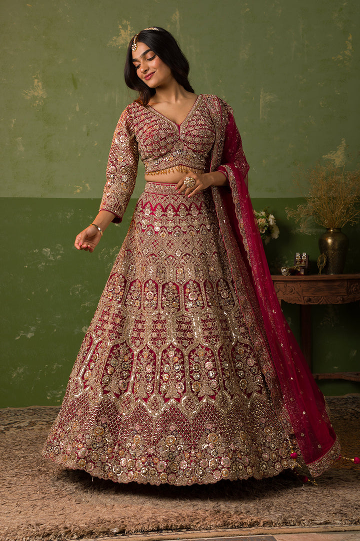 Rani Pink Zariwork Net Readymade Lehenga