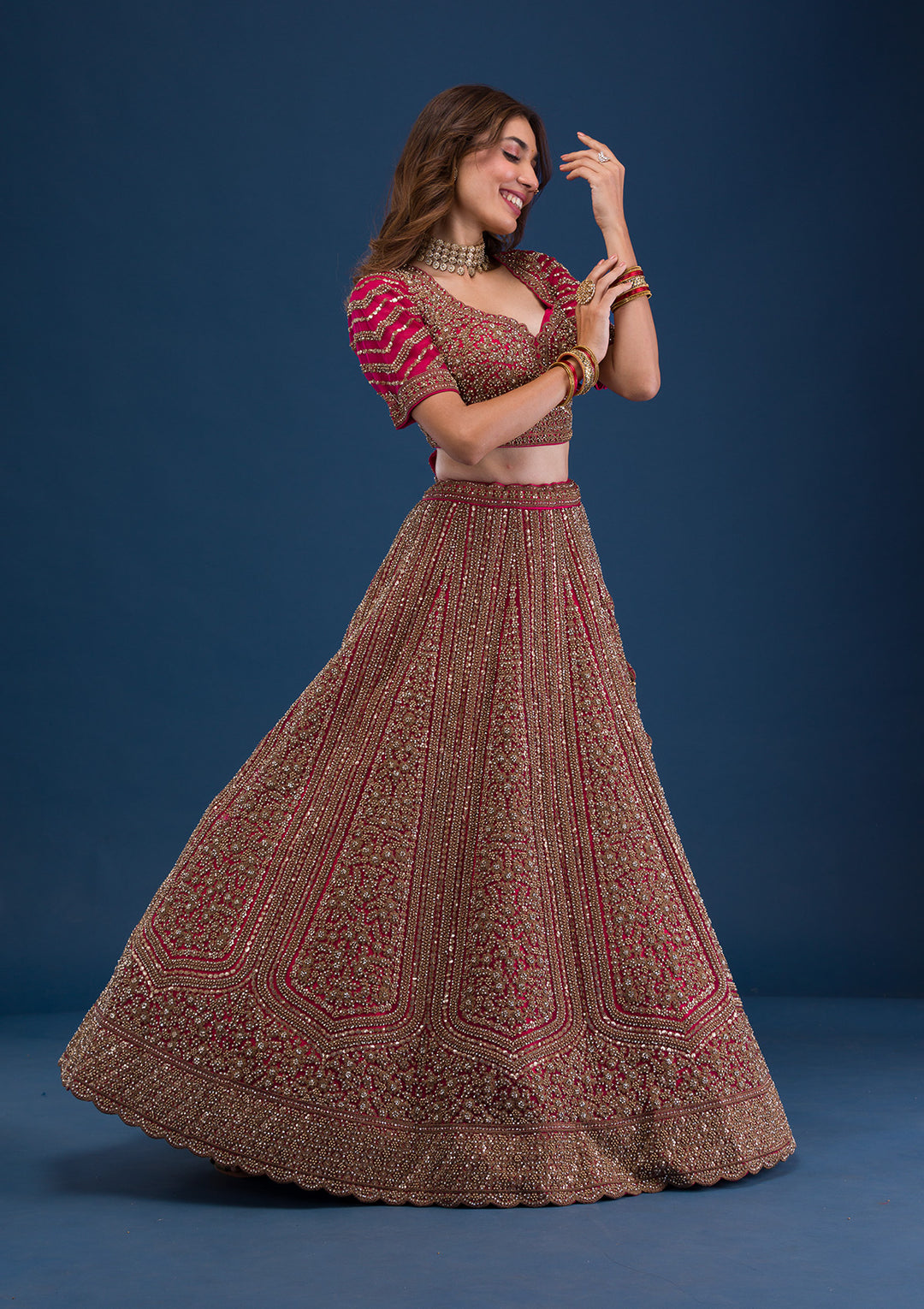Rani Pink Zariwork Net Readymade Lehenga