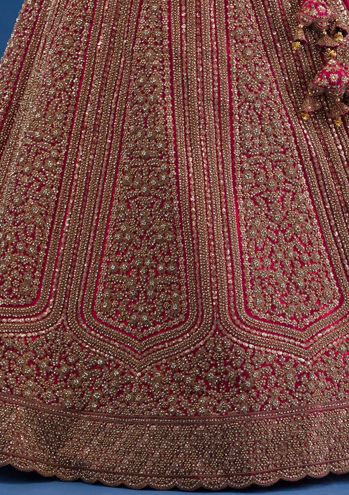 Rani Pink Zariwork Net Readymade Lehenga