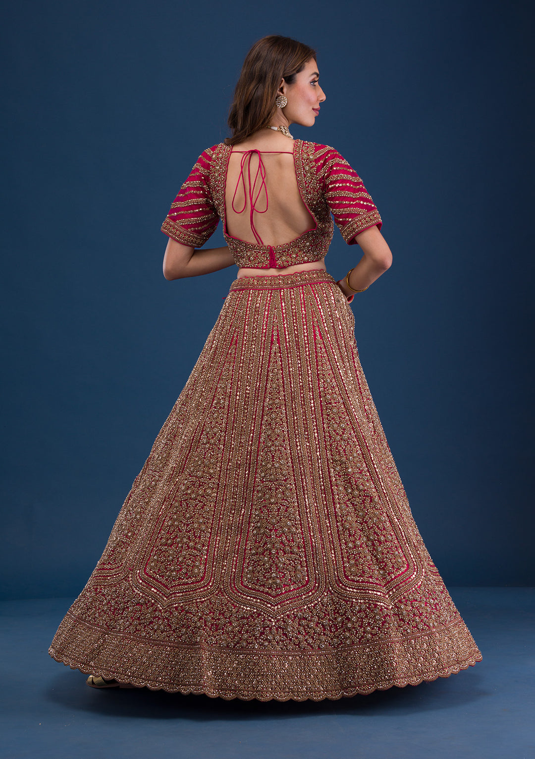 Rani Pink Zariwork Net Readymade Lehenga