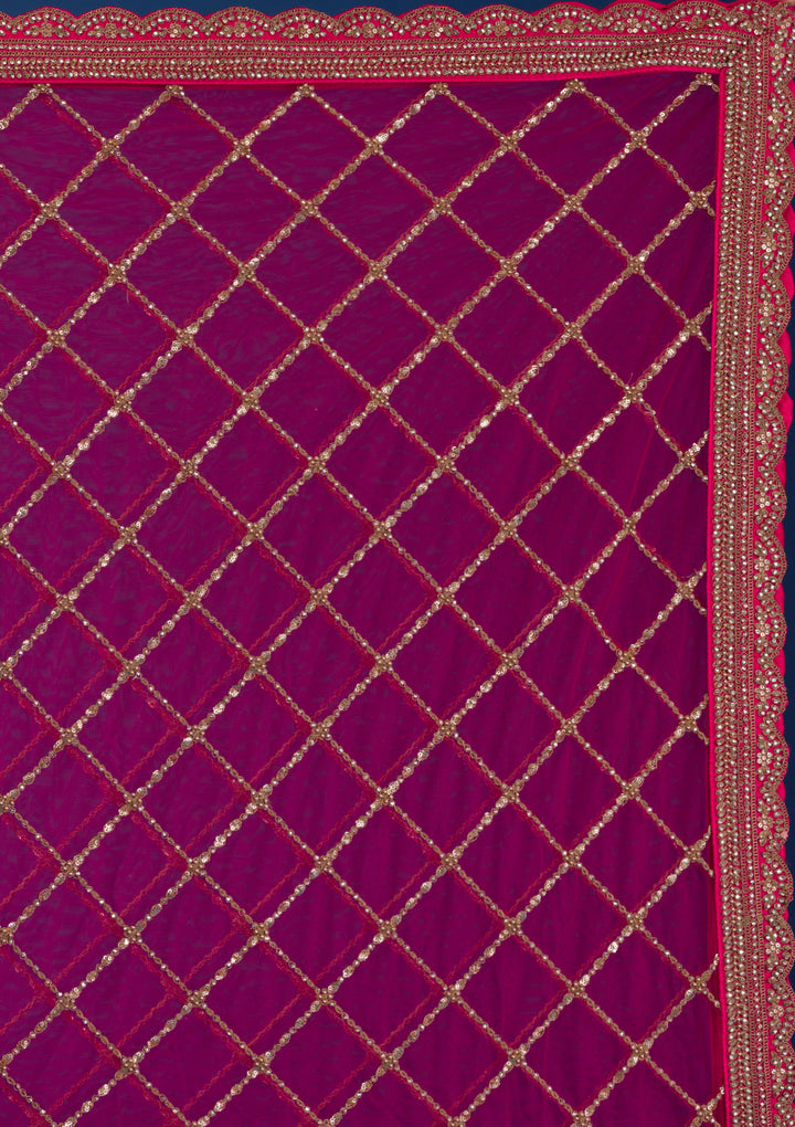 Rani Pink Zariwork Net Readymade Lehenga