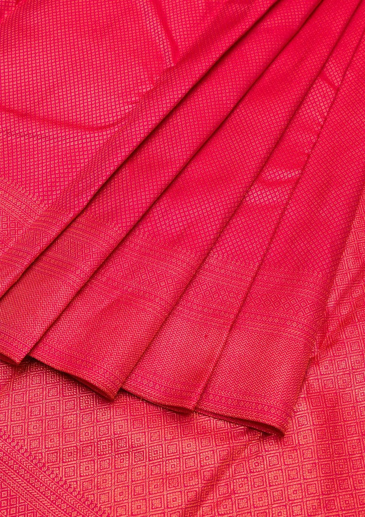 Rani Pink Zariwork Pure Silk Saree