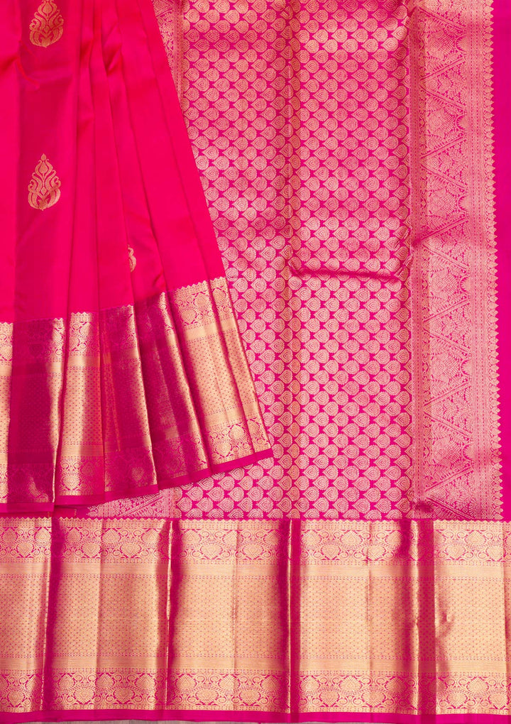Rani Pink Gold Zariwork Pure Silk Saree