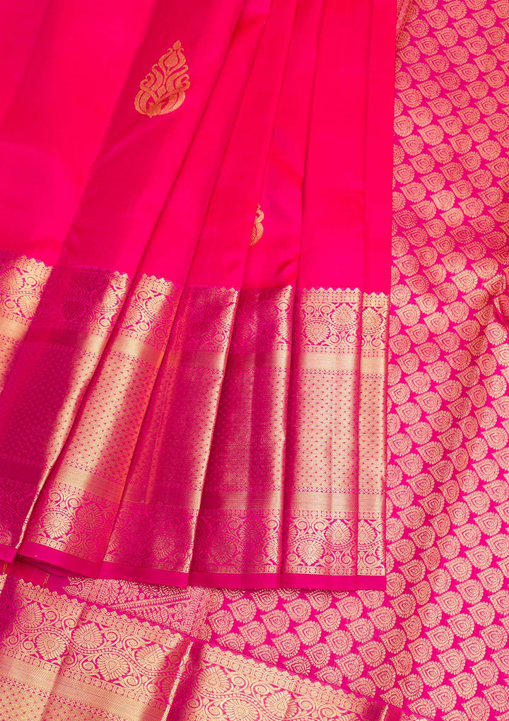 Rani Pink Gold Zariwork Pure Silk Saree