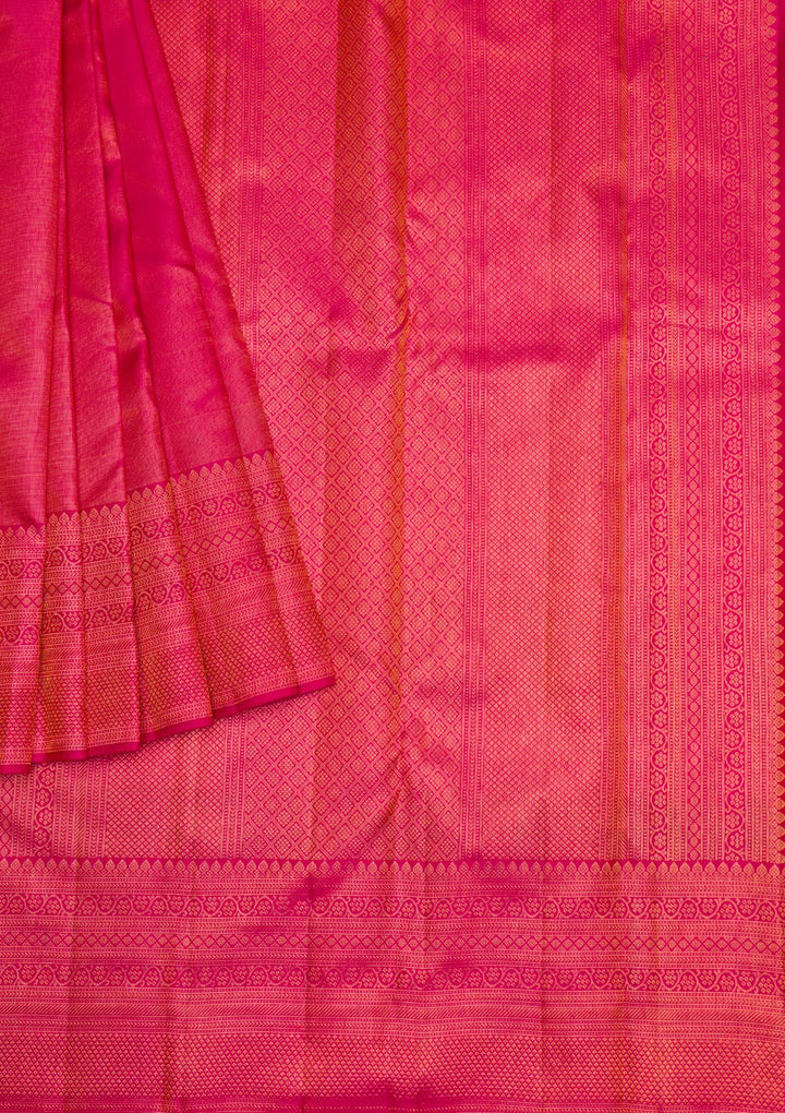 Rani Pink Gold Zariwork Kanjivaram Pure Silk Saree