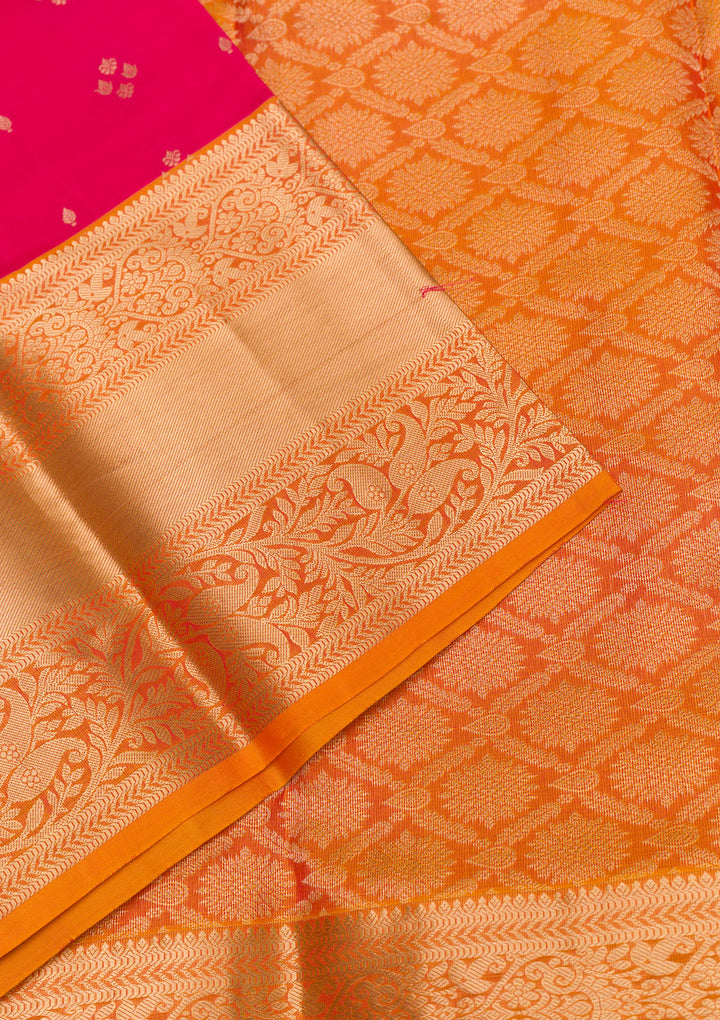 Rani Pink Zariwork Pure Silk Saree