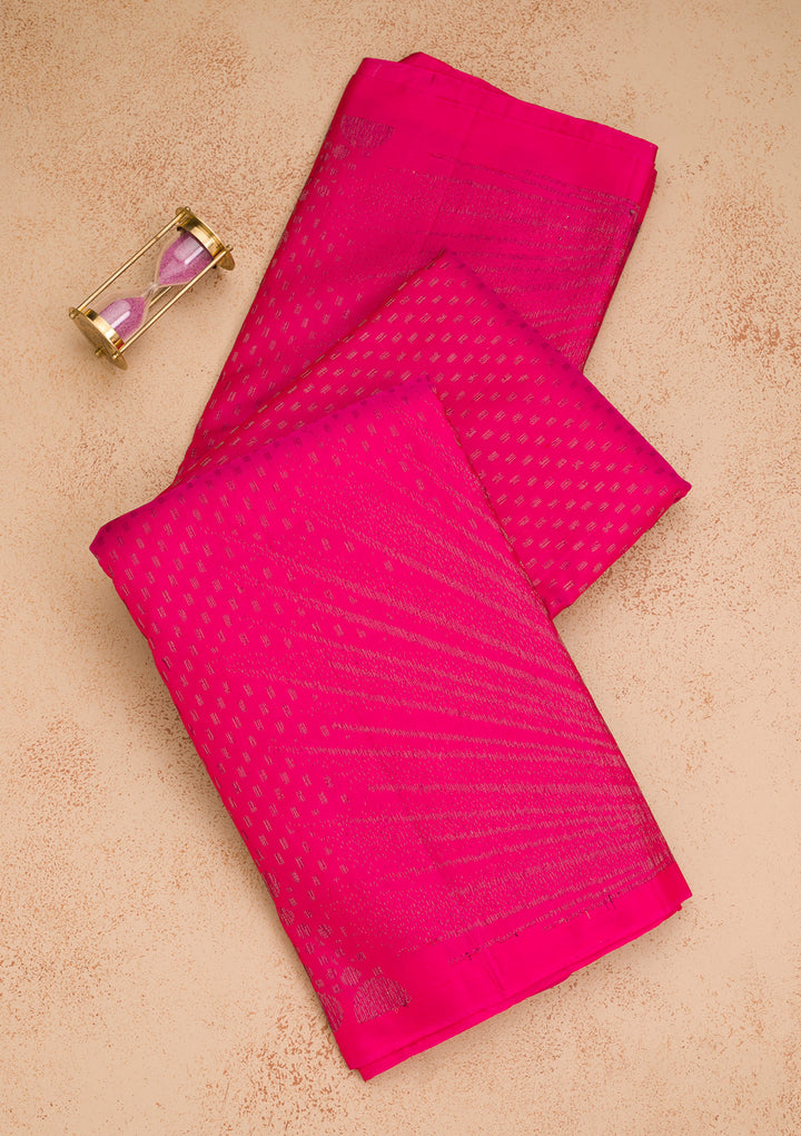 Rani Pink Zariwork Pure Silk Saree