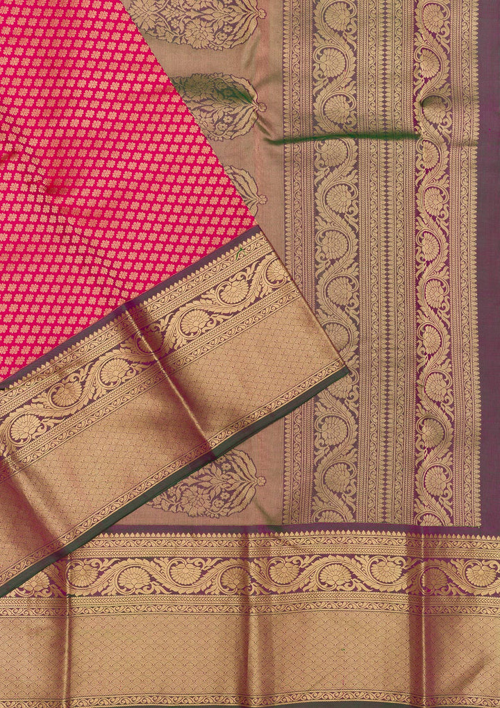 Rani Pink Zariwork Banarasi Pure Silk Saree