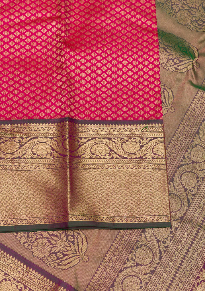 Rani Pink Zariwork Banarasi Pure Silk Saree