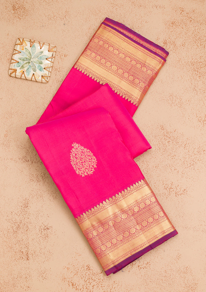 Rani Pink Zariwork Pure Silk Saree