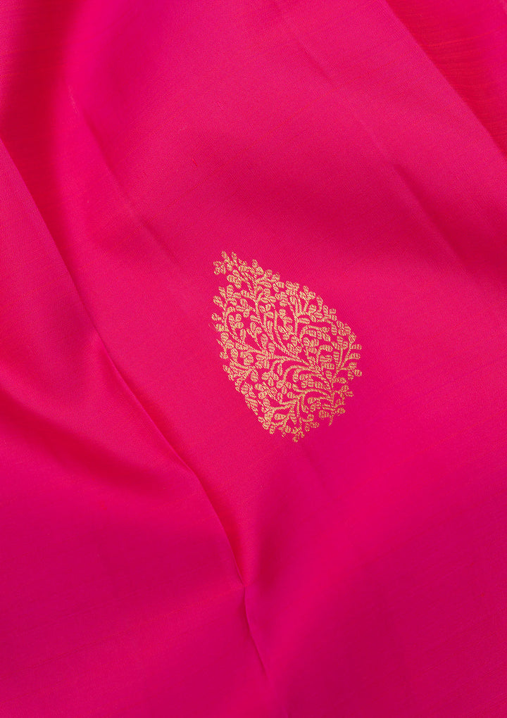 Rani Pink Zariwork Pure Silk Saree