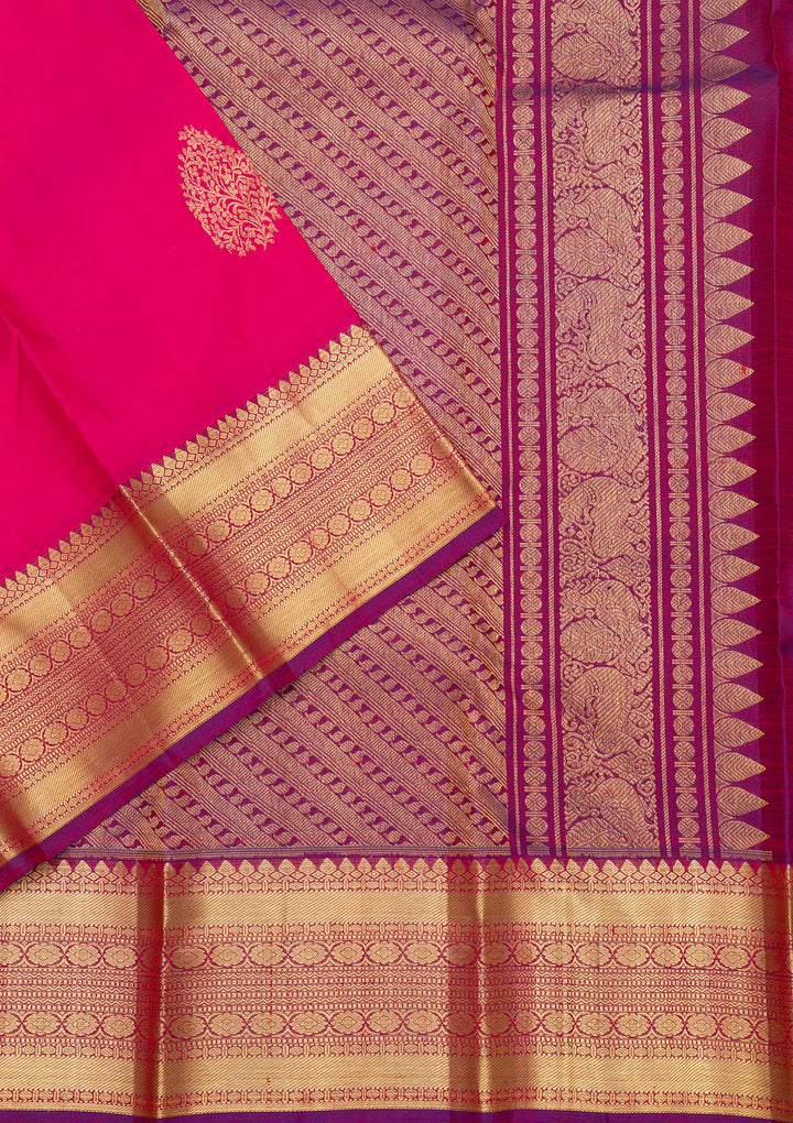 Rani Pink Zariwork Pure Silk Saree