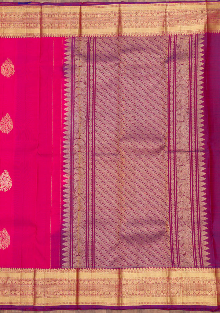 Rani Pink Zariwork Pure Silk Saree