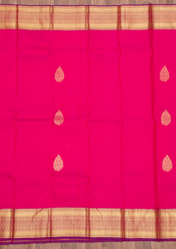 Rani Pink Zariwork Pure Silk Saree