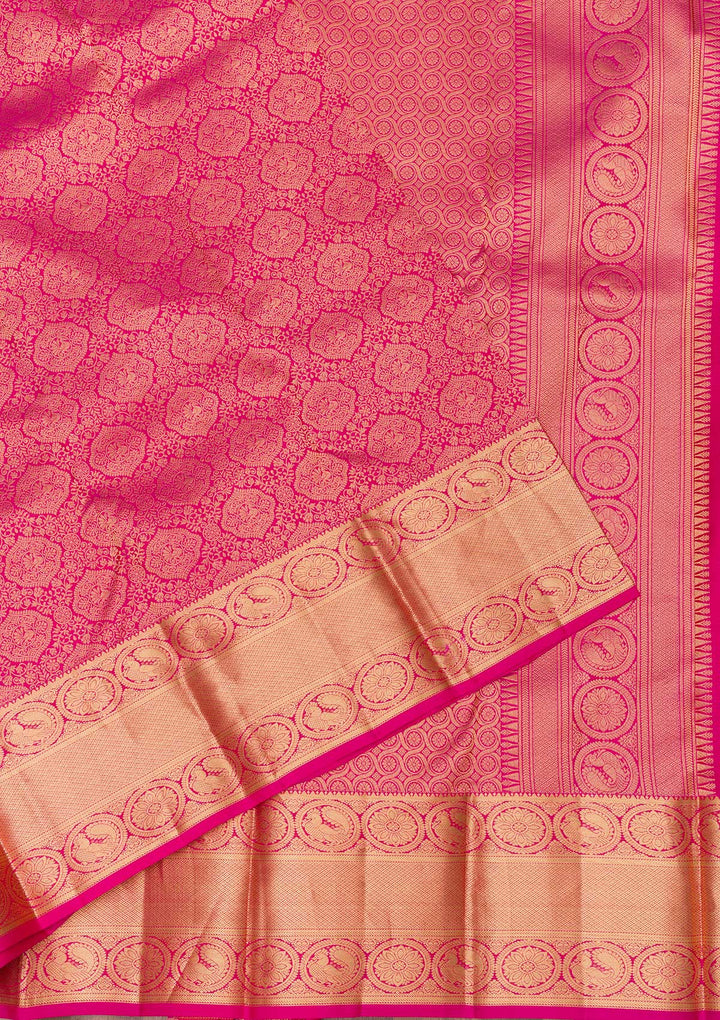 Rani Pink Zariwork Banarasi Pure Silk Saree