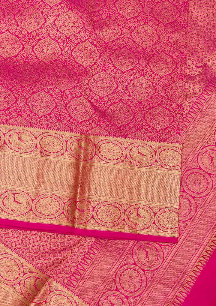 Rani Pink Zariwork Banarasi Pure Silk Saree