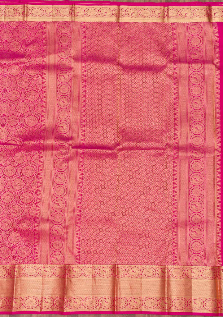 Rani Pink Zariwork Banarasi Pure Silk Saree