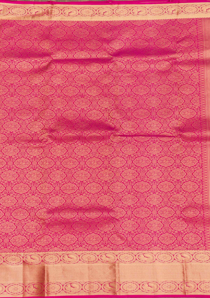 Rani Pink Zariwork Banarasi Pure Silk Saree