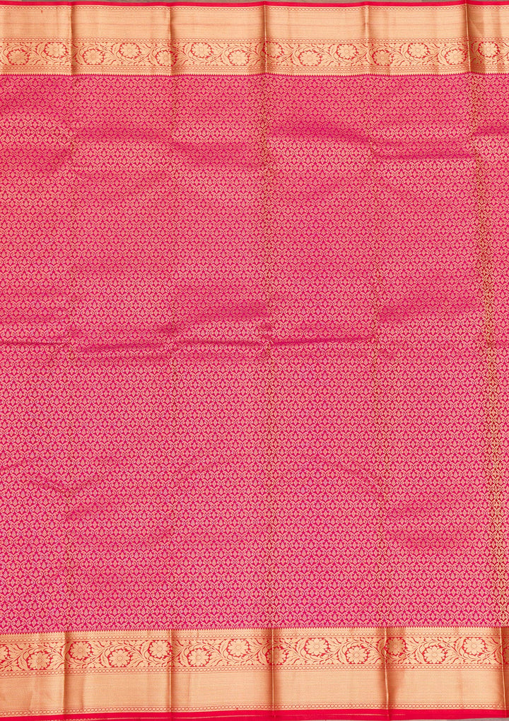Rani Pink Zariwork Pure Silk Saree-Koskii