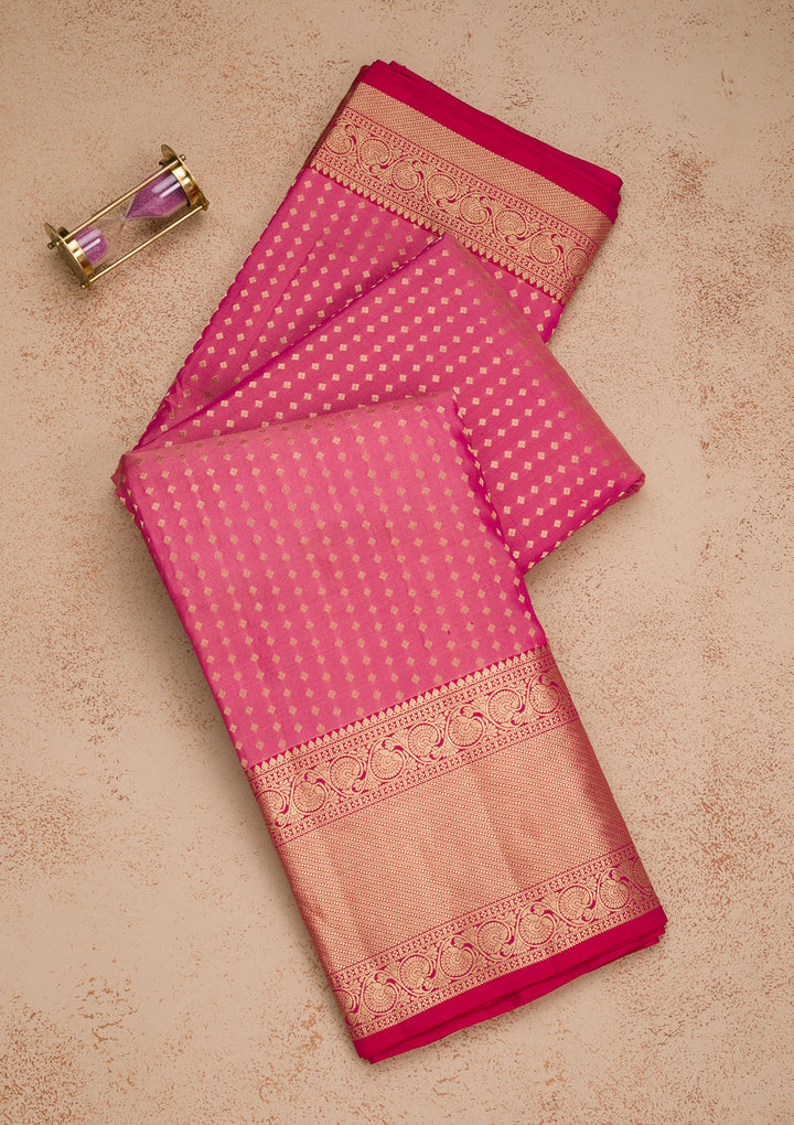Rani Pink Zariwork Pure Silk Saree