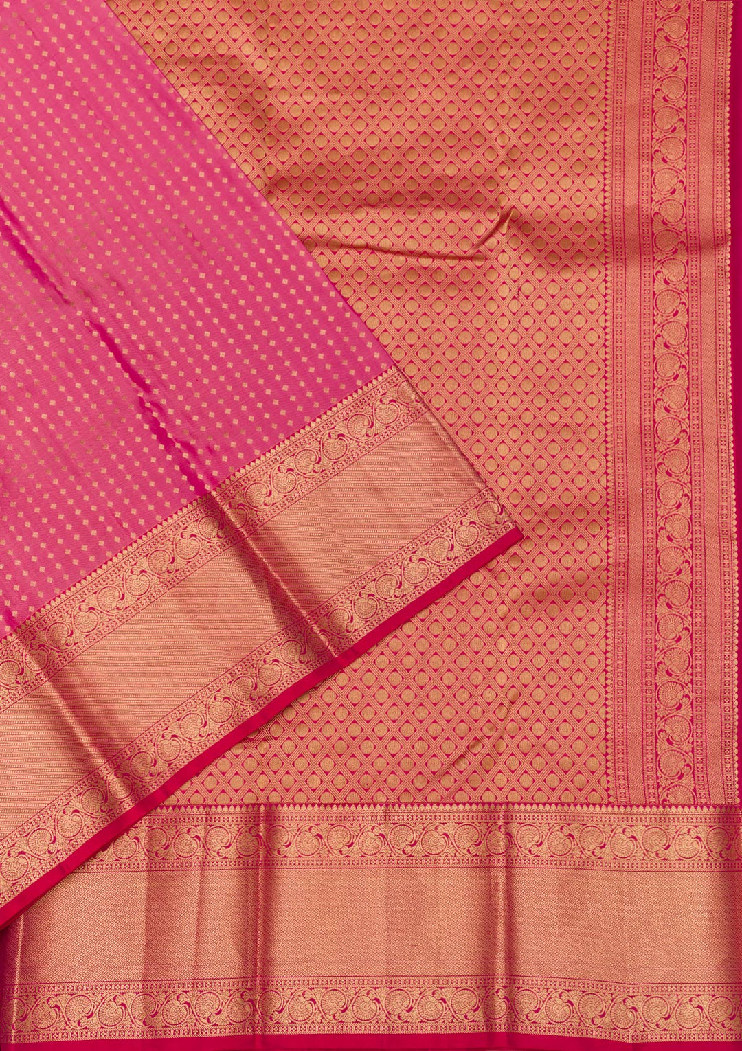 Rani Pink Zariwork Pure Silk Saree