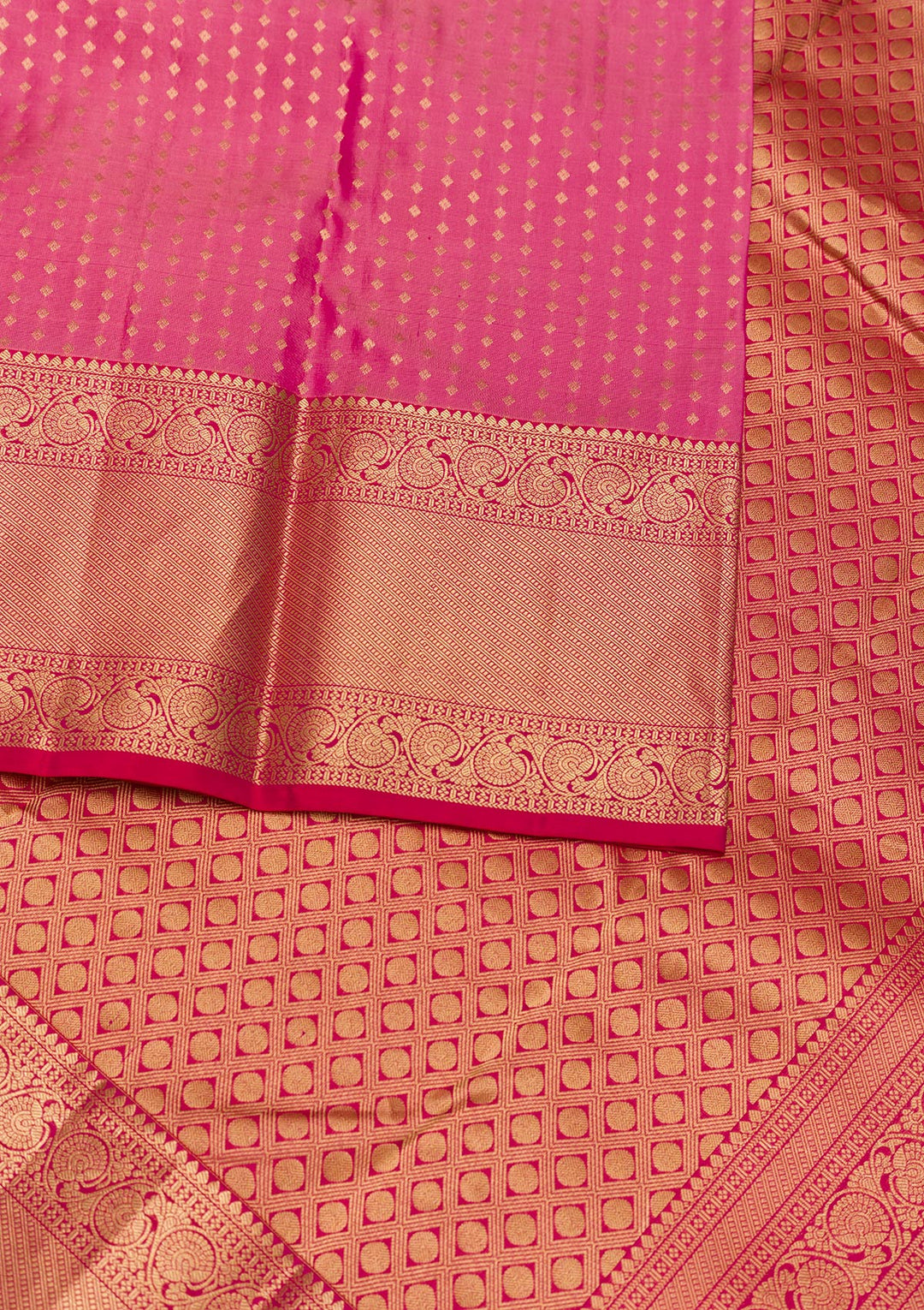Rani Pink Zariwork Pure Silk Saree